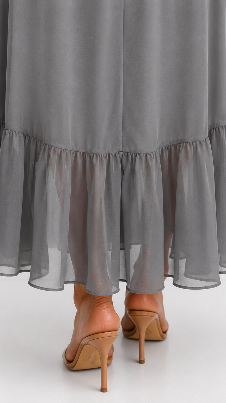 Women's Chiffon Wrap Dress with Flowing Sleeves