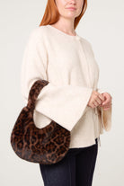 Women's Leopard Print Fuzzy Shoulder Bag