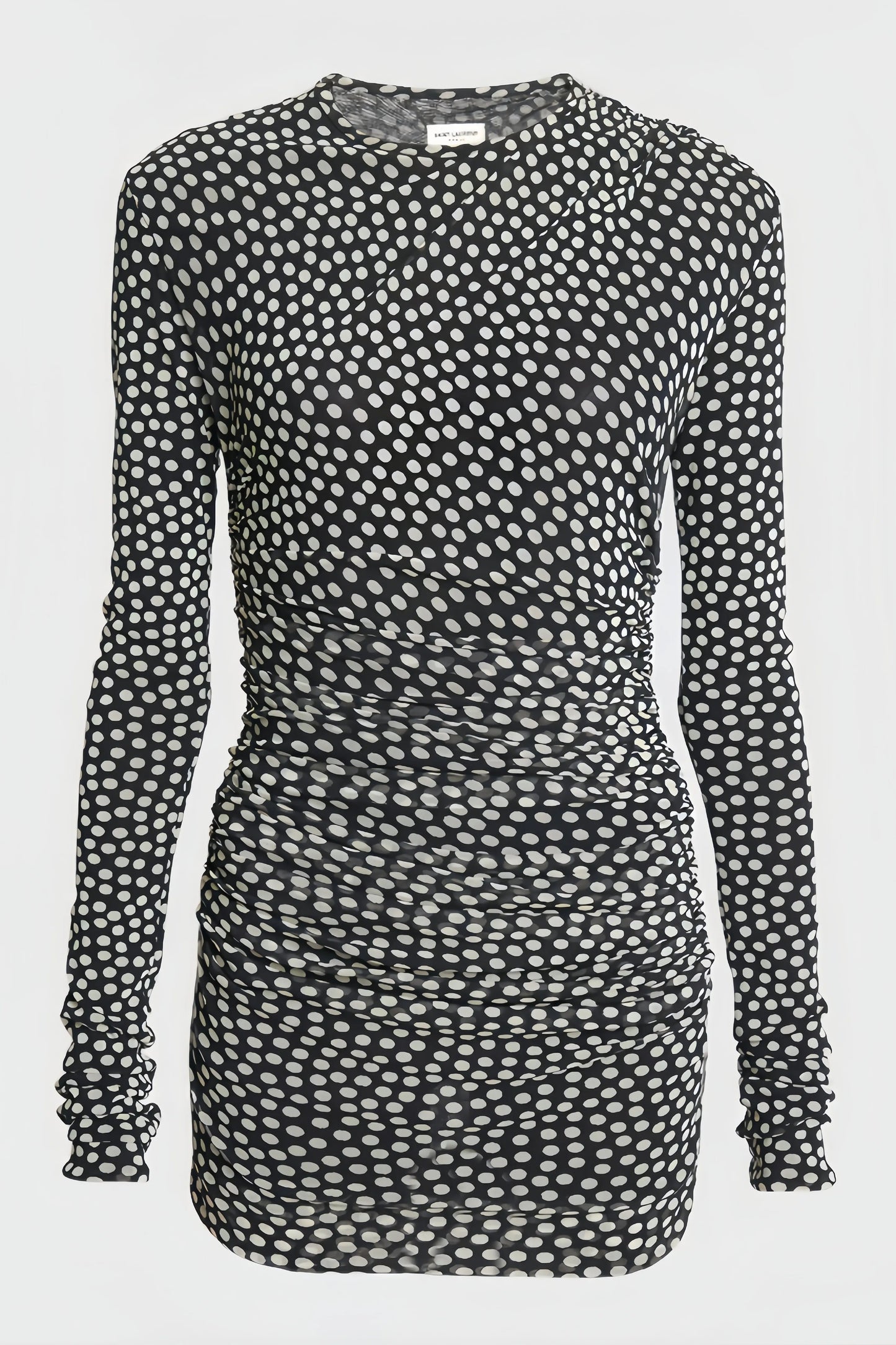 Bellamy | Dames Zwart Mini Jurkje met Witte Stippen en Slanke Pasvorm