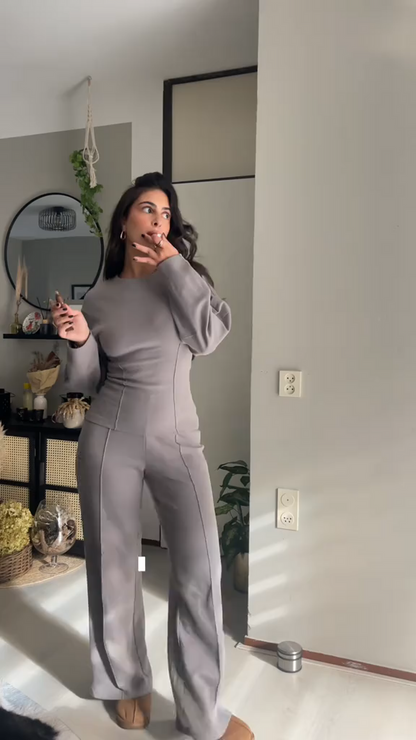 Nour Set | Dames Tweedelige Set met Oversized Top en Wijde High-Waist Broek