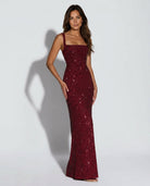 Women's Sequin Maxi Dress - Sleeveless Cocktail Dress