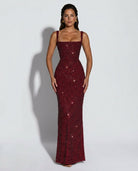 Women's Sequin Maxi Dress - Sleeveless Cocktail Dress