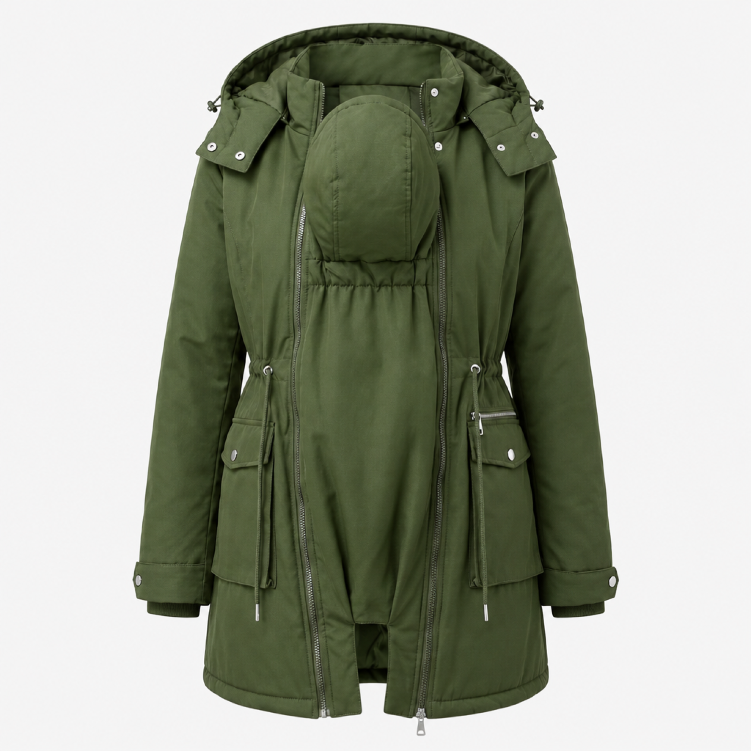 3-in-1 maternity winter parka detachable puffer coat in army green