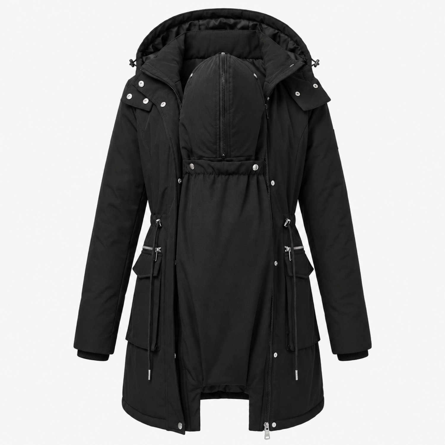3-in-1 maternity winter parka detachable puffer coat in black