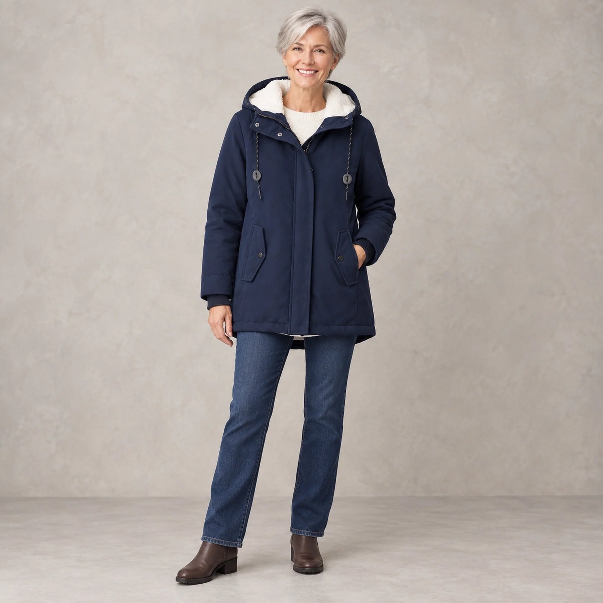 parka coat — Aurora Navy Blue front — view 3
