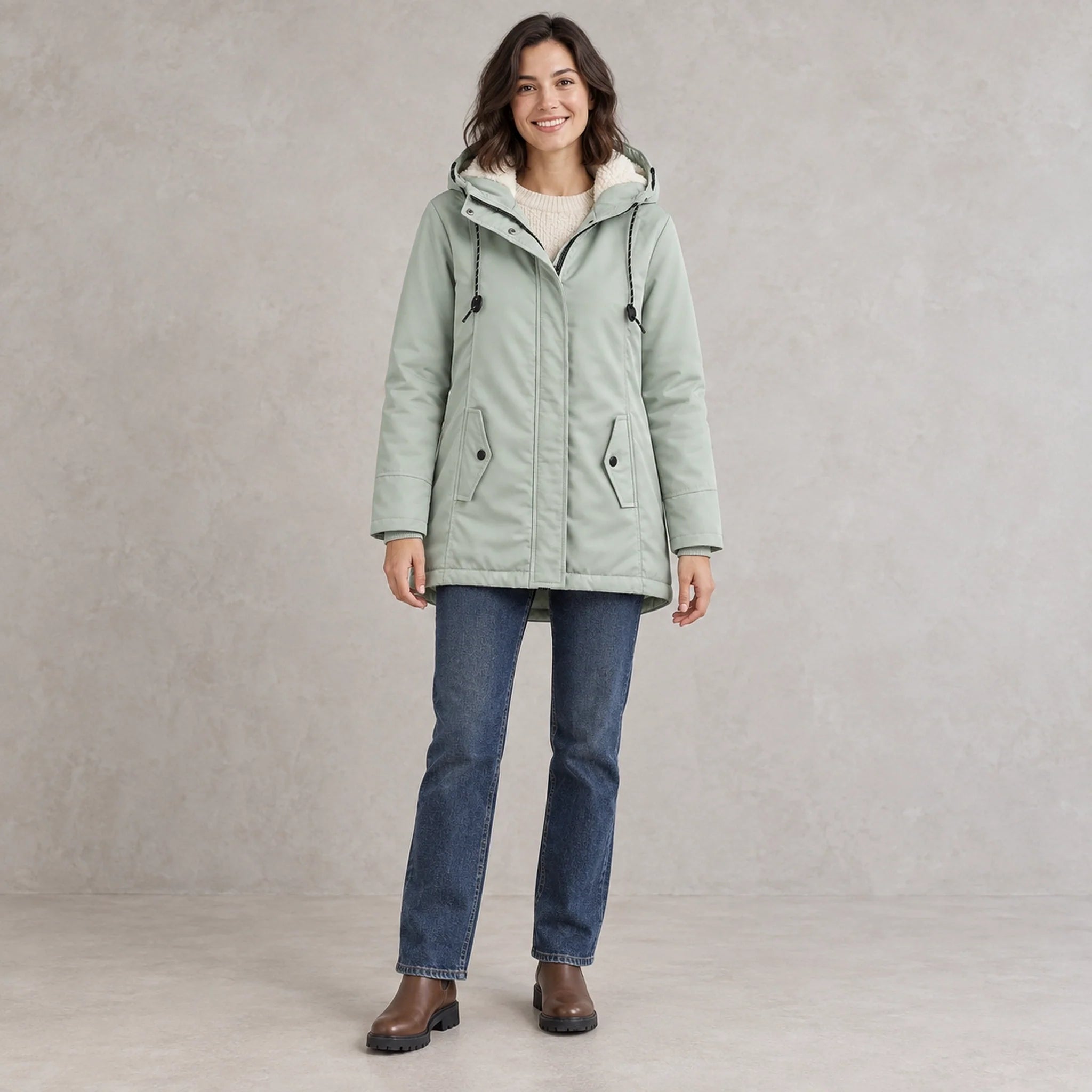 parka coat — Aurora Mint Green front — view 4