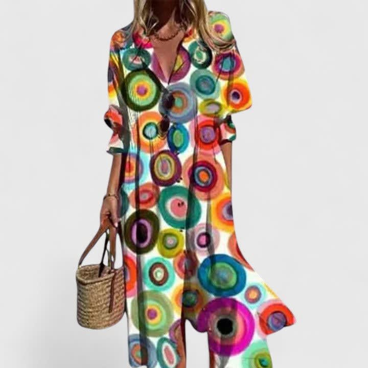 Juliana Boho Print Maxi Shirt Dress_7