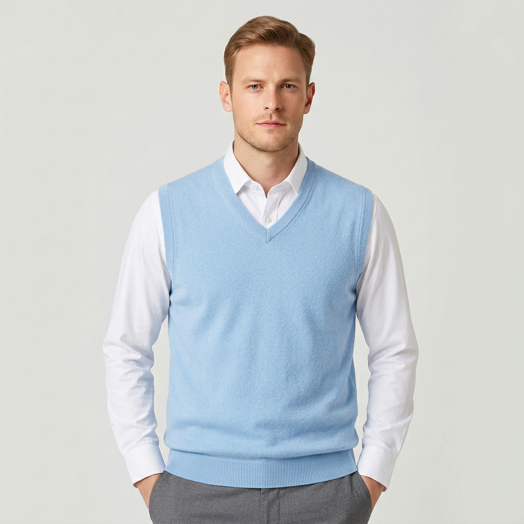 Men's Sleeveless V-Neck Sweater Vest – Slim Fit