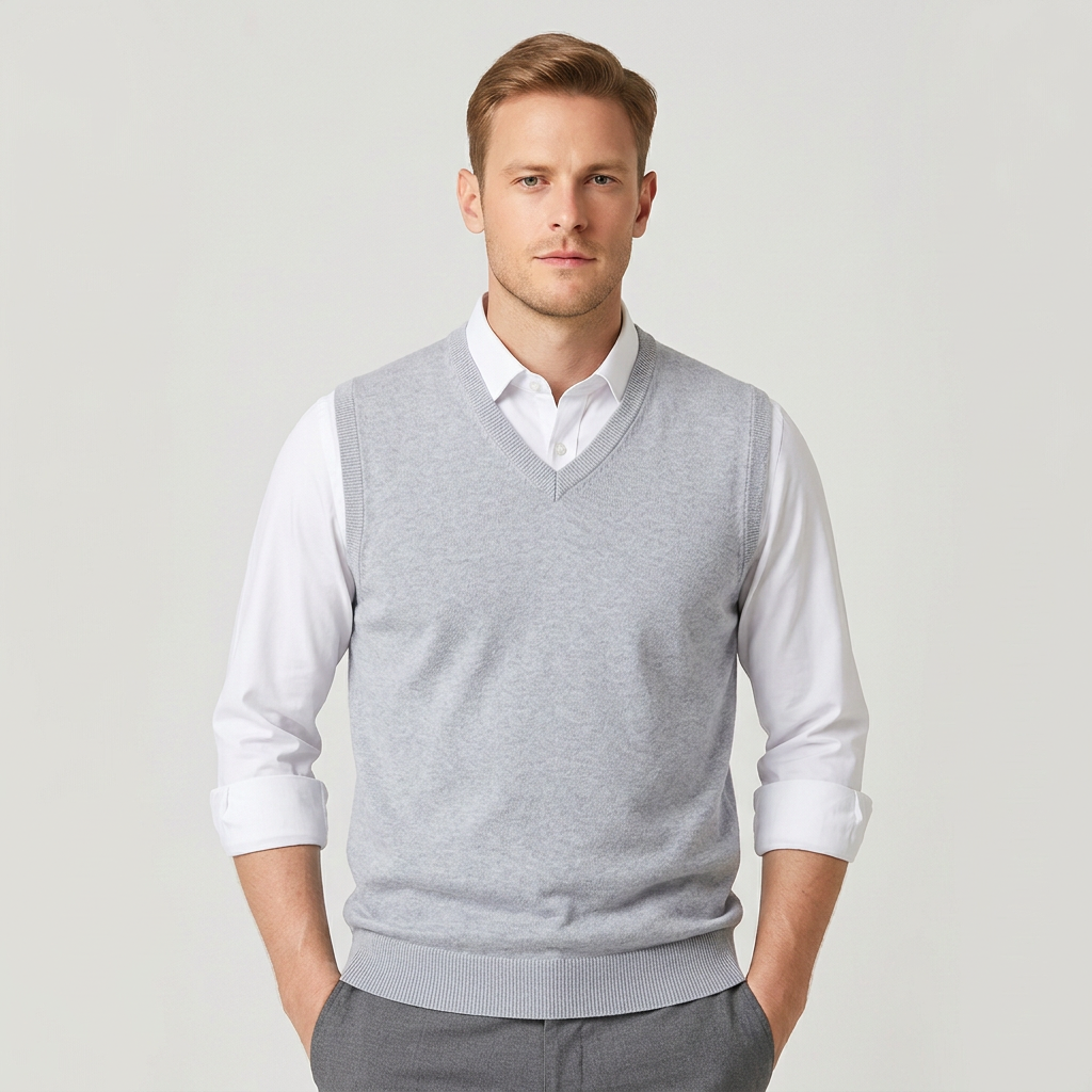 Men's Sleeveless V-Neck Sweater Vest – Slim Fit