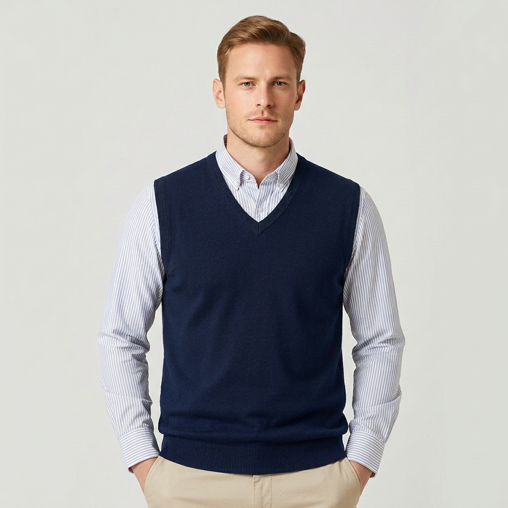 Men's Sleeveless V-Neck Sweater Vest – Slim Fit