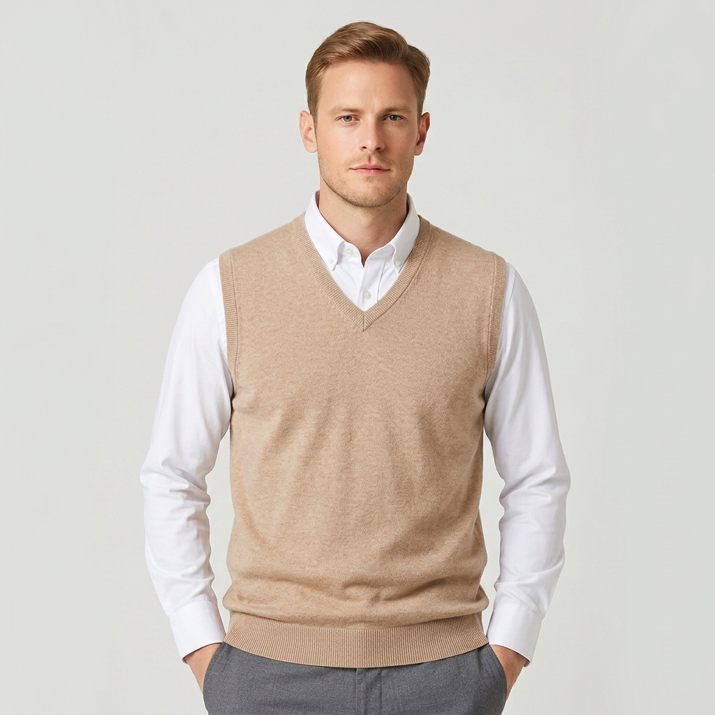 Men's Sleeveless V-Neck Sweater Vest – Slim Fit