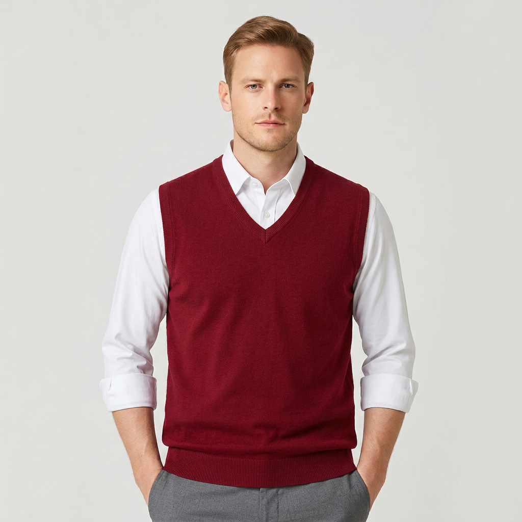 Men's Sleeveless V-Neck Sweater Vest – Slim Fit