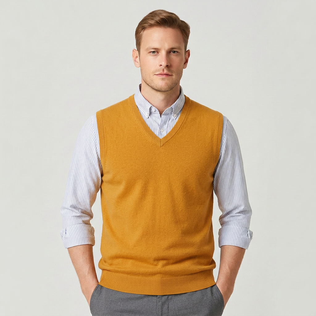 Men's Sleeveless V-Neck Sweater Vest – Slim Fit