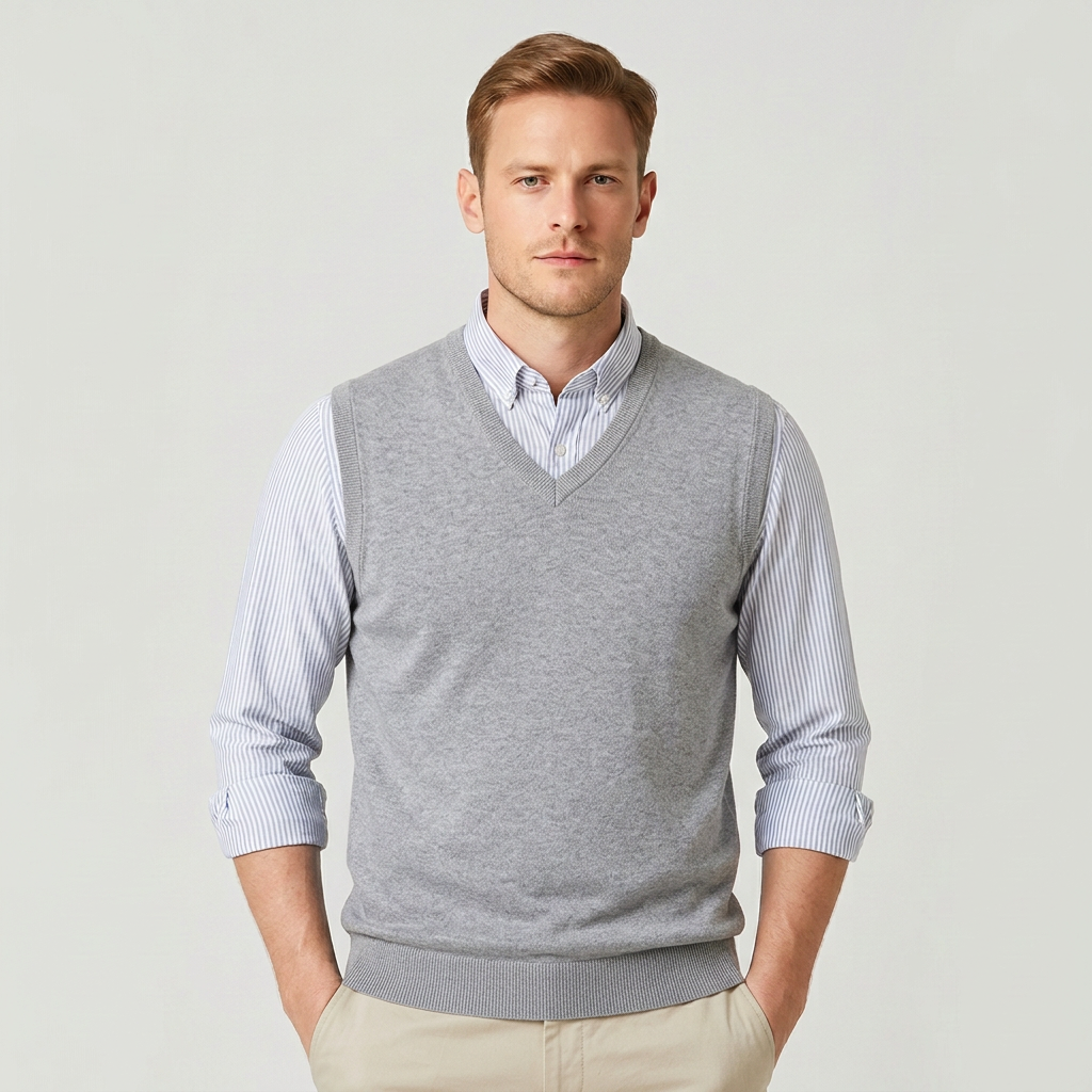 Men's Sleeveless V-Neck Sweater Vest – Slim Fit