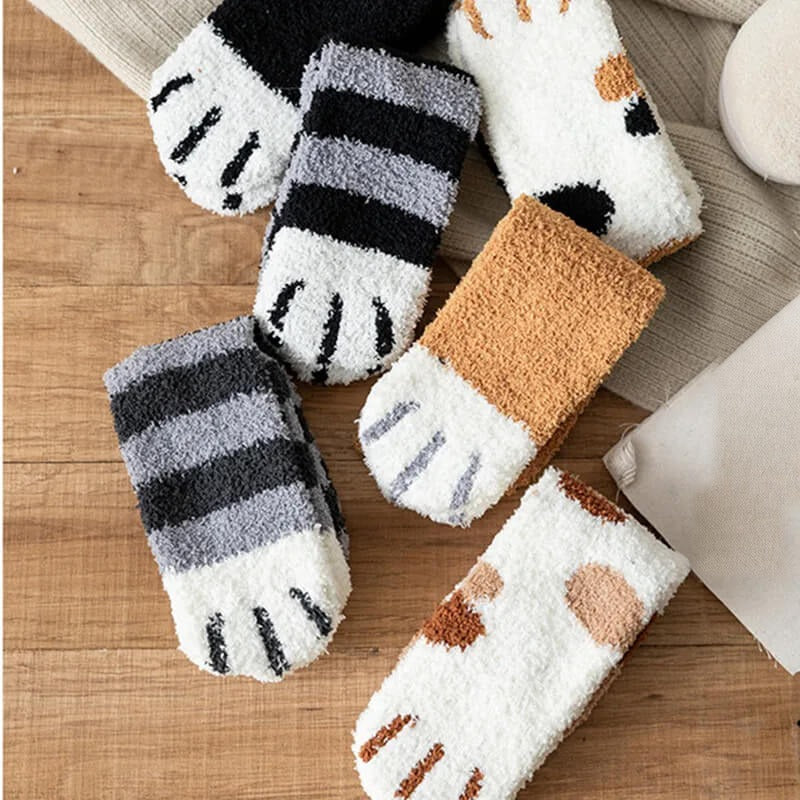 Women's Cat Paw Socks – Plush Cotton Blend