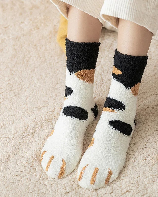 Women's Cat Paw Socks – Plush Cotton Blend