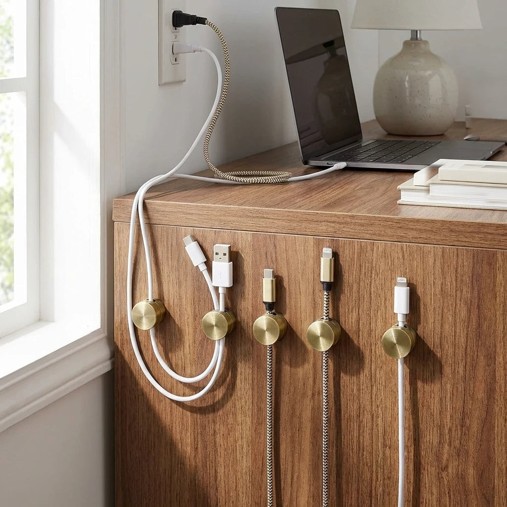 Cable Anchor Clips - Adhesive Aluminum Alloy Cord Organizers (Set of 3)
