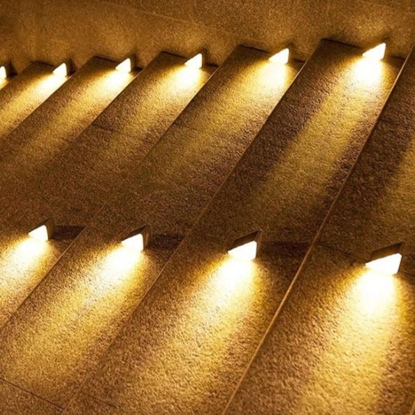 Solar Powered Stair Lights with Dusk Sensor, Waterproof LED Outdoor Step Lights