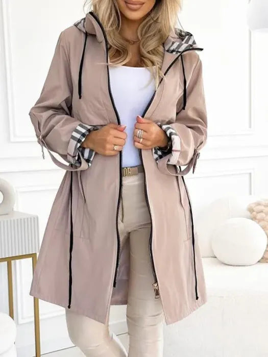 Women's Hooded Zip Coat - Waterproof Windproof