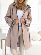 Women's Hooded Zip Coat - Waterproof Windproof