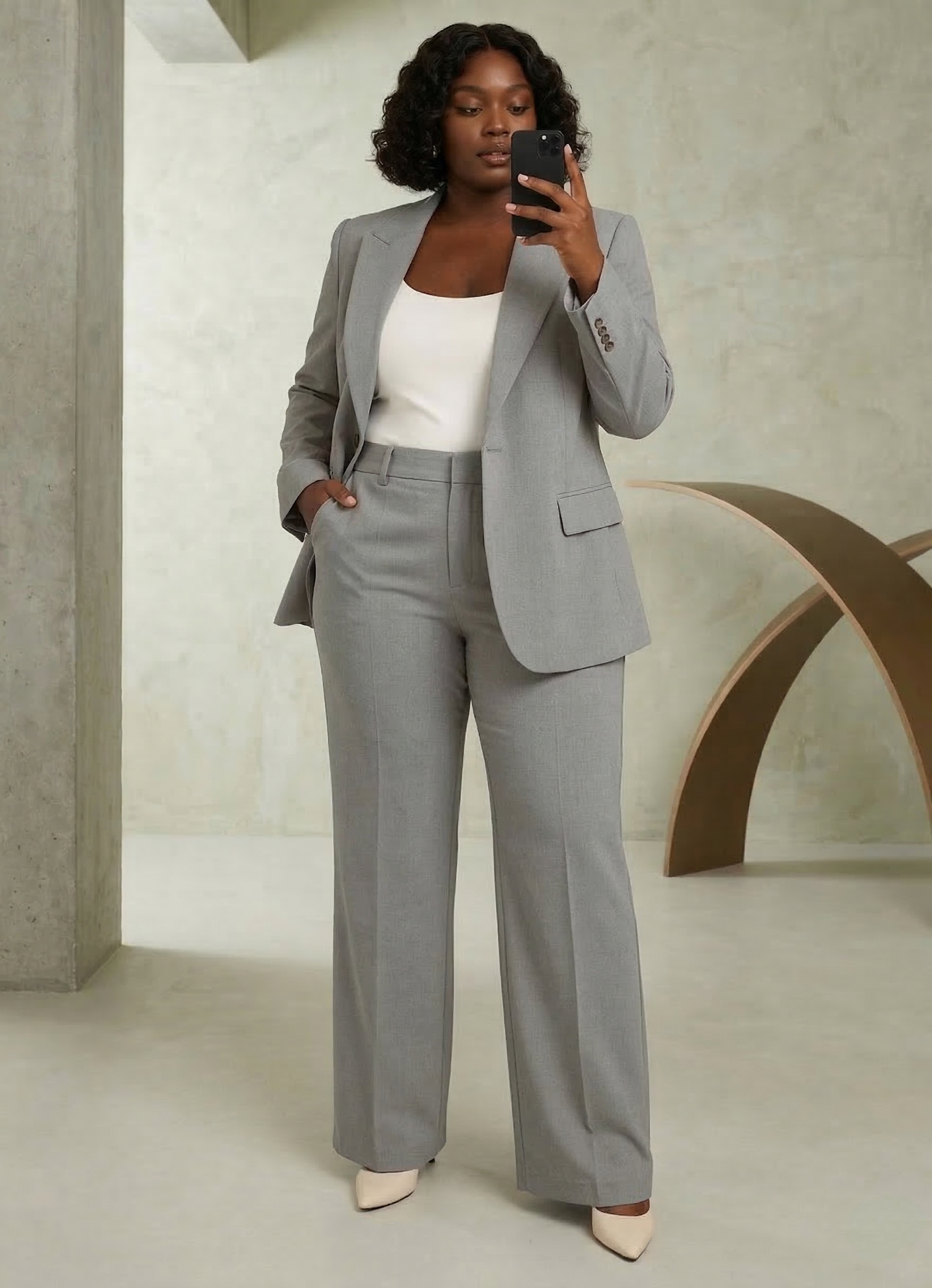 Women's Tailored Blazer & Trousers Set - Slim Fit Two-Piece Suit