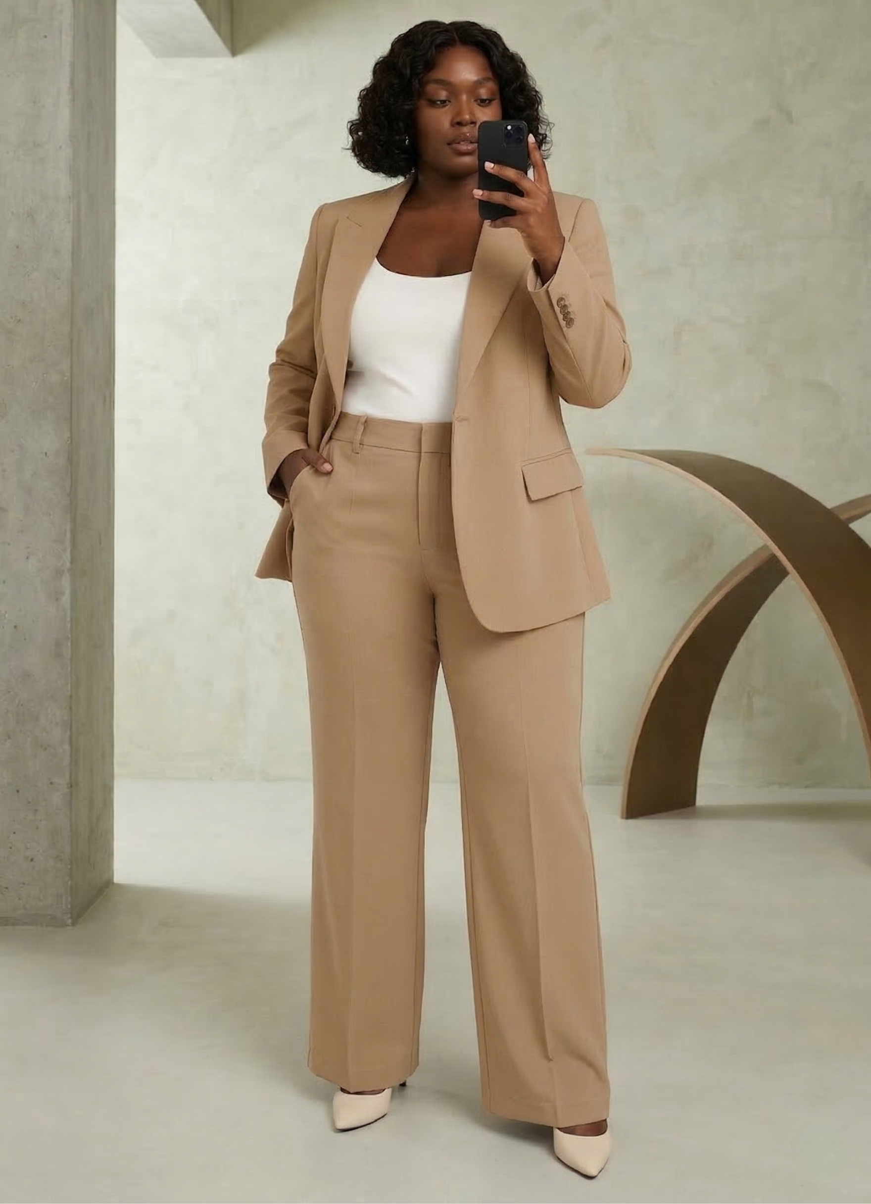 Women's Tailored Blazer & Trousers Set - Slim Fit Two-Piece Suit