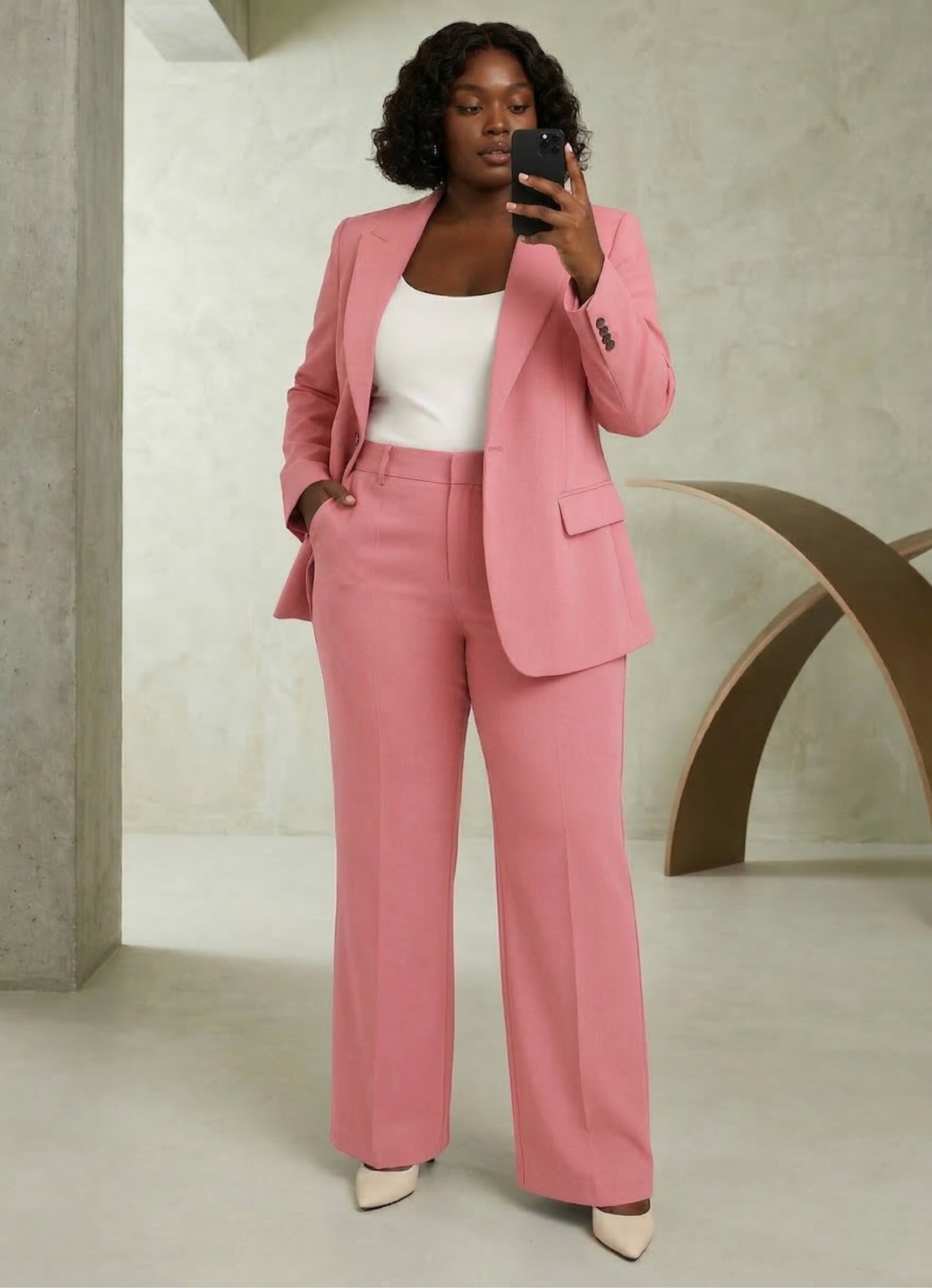 Women's Tailored Blazer & Trousers Set - Slim Fit Two-Piece Suit