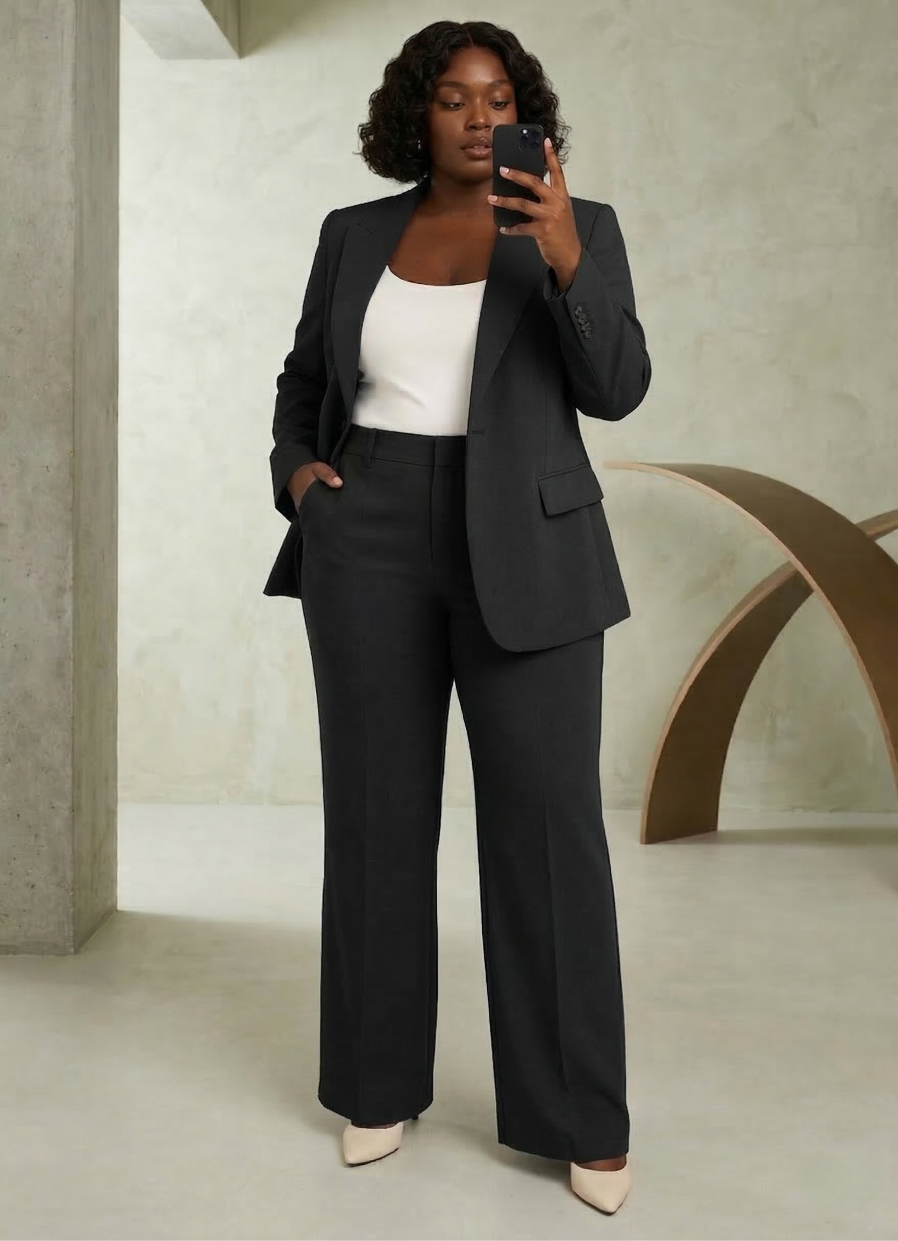 Women's Tailored Blazer & Trousers Set - Slim Fit Two-Piece Suit