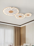 Plafondlamp Scandinavisch Lotusbladvorm met Geïntegreerde LED en Houtnerf Design