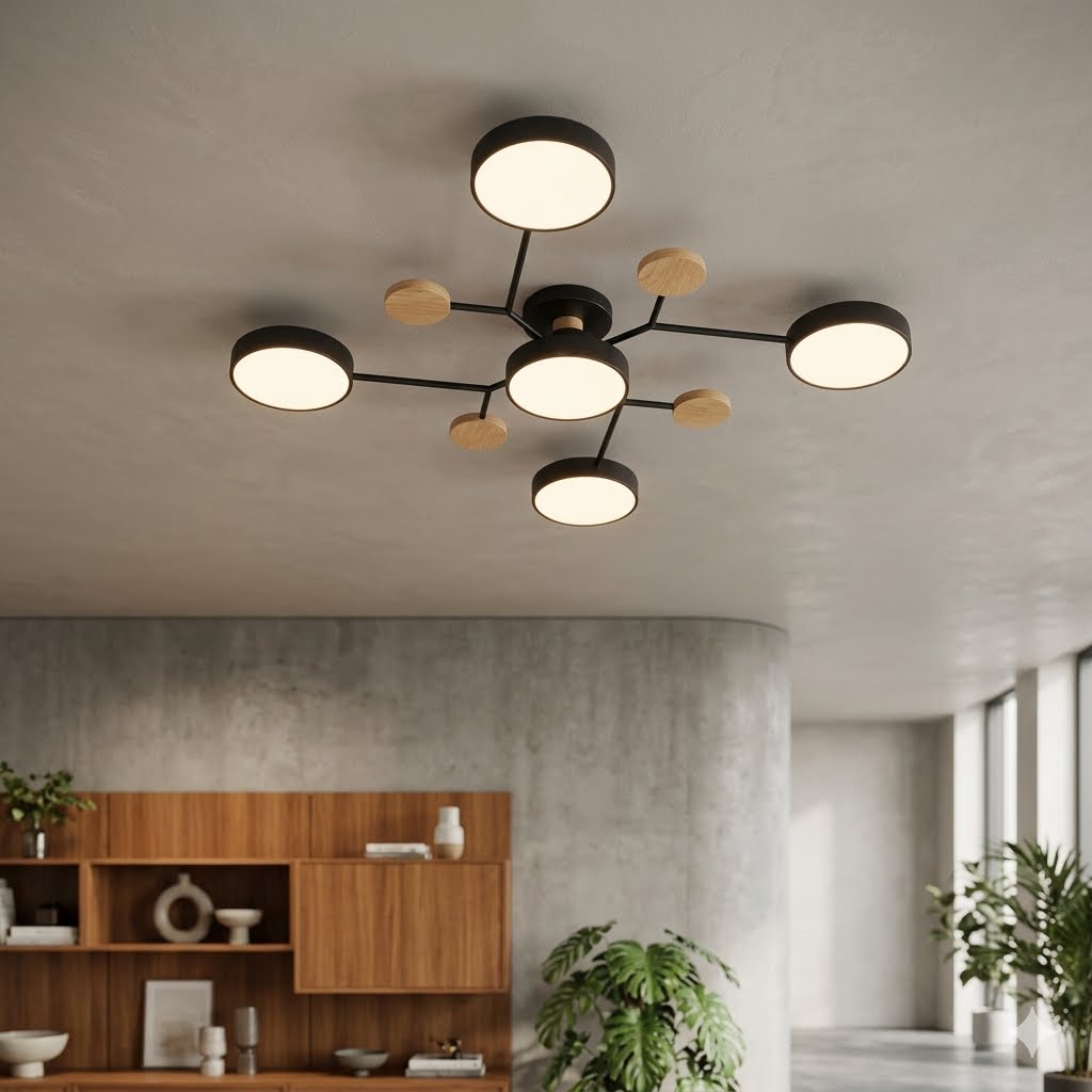 Scandinavian Multi-Arm Ceiling Lamp with Integrated LED