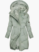Women's Quilted Hooded Winter Coat with Zip Closure