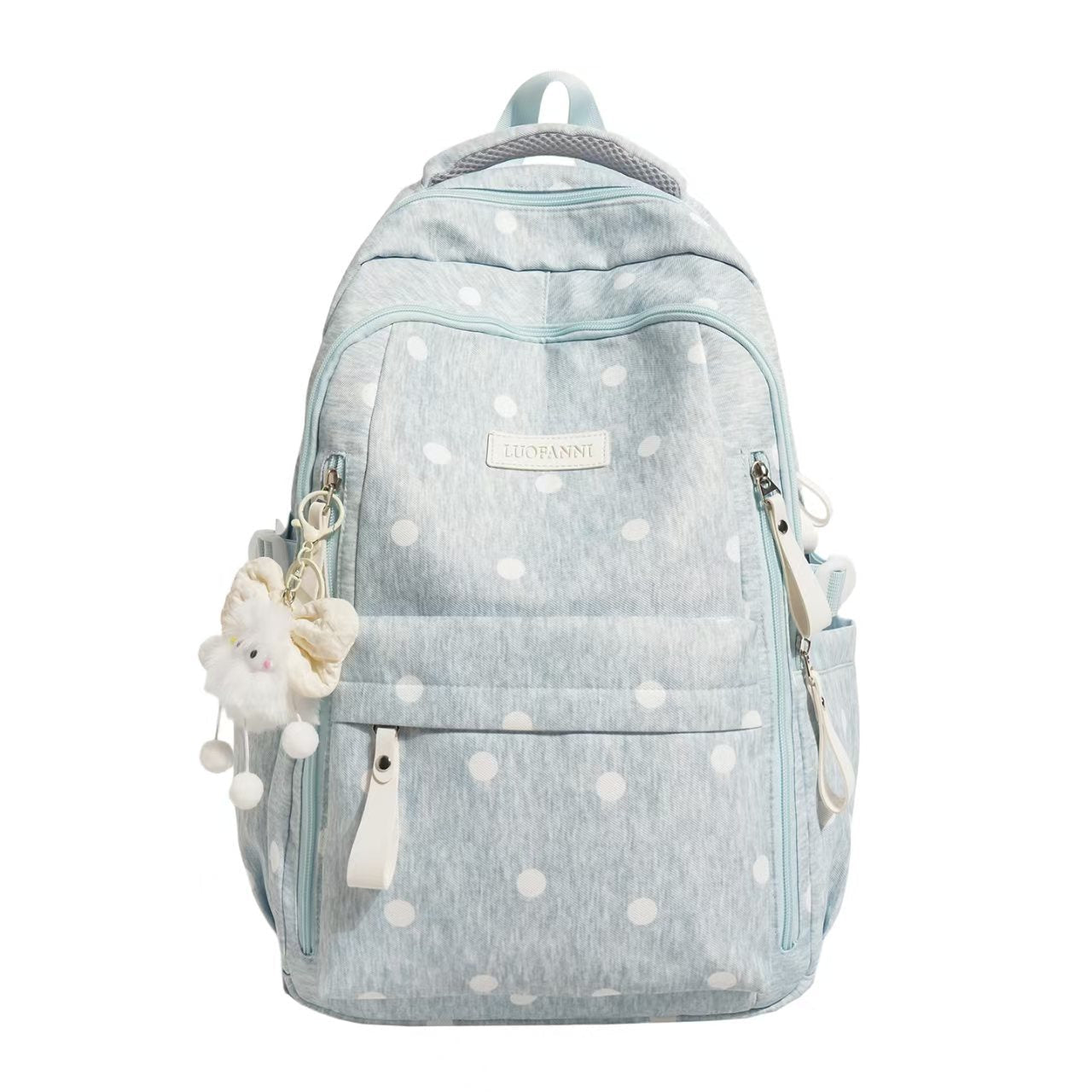 Polka Dot Backpack Multi-Pocket – Lightweight Daily Bag