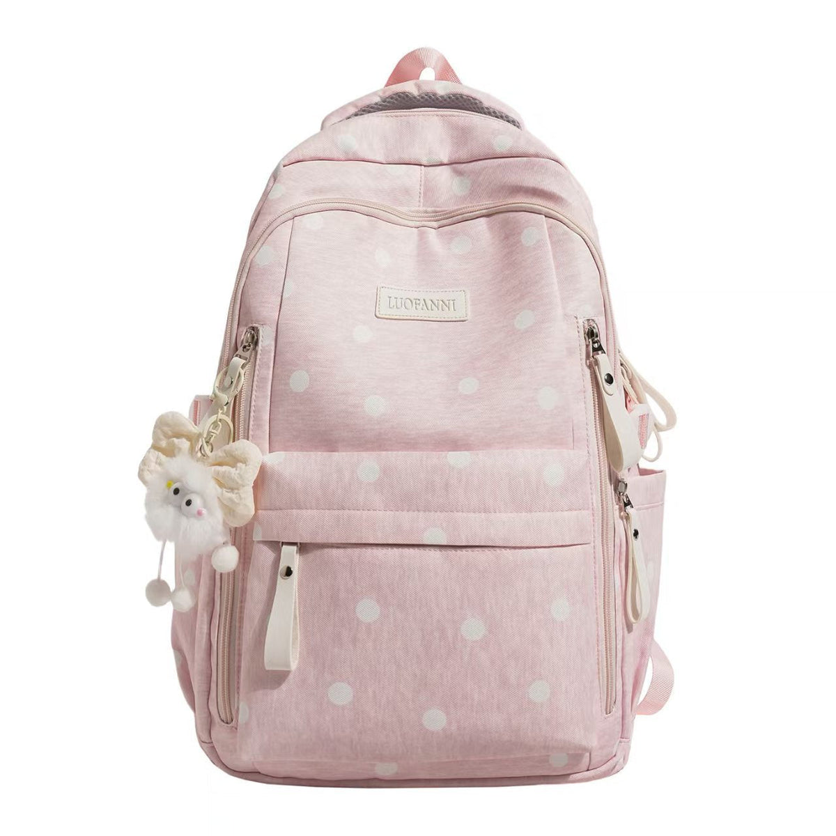Polka Dot Backpack Multi-Pocket – Lightweight Daily Bag