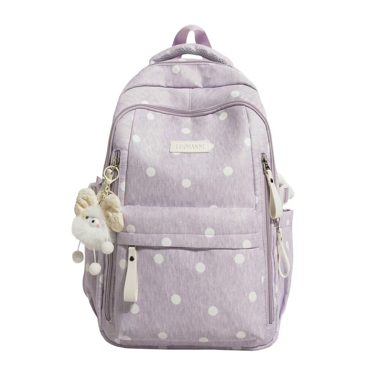 Polka Dot Backpack Multi-Pocket – Lightweight Daily Bag