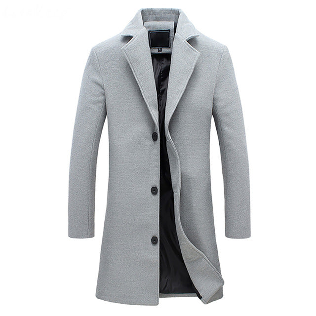Men's Winter Trench Coat - Tailored Wool-Blend Overcoat