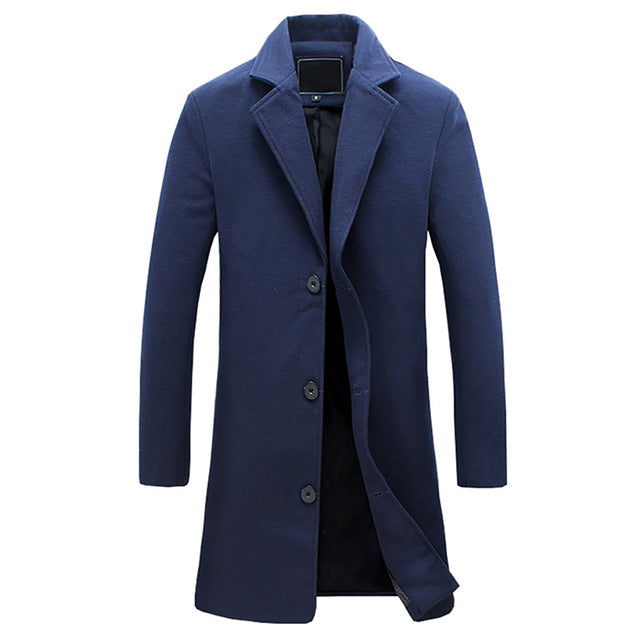 Men's Winter Trench Coat - Tailored Wool-Blend Overcoat