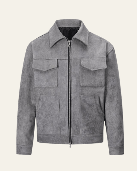 Men's Field Jacket in Vegan Suede with Functional Pockets