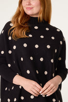 Women's Polka Dot Batwing Knit Jumper – Relaxed Fit Sweater