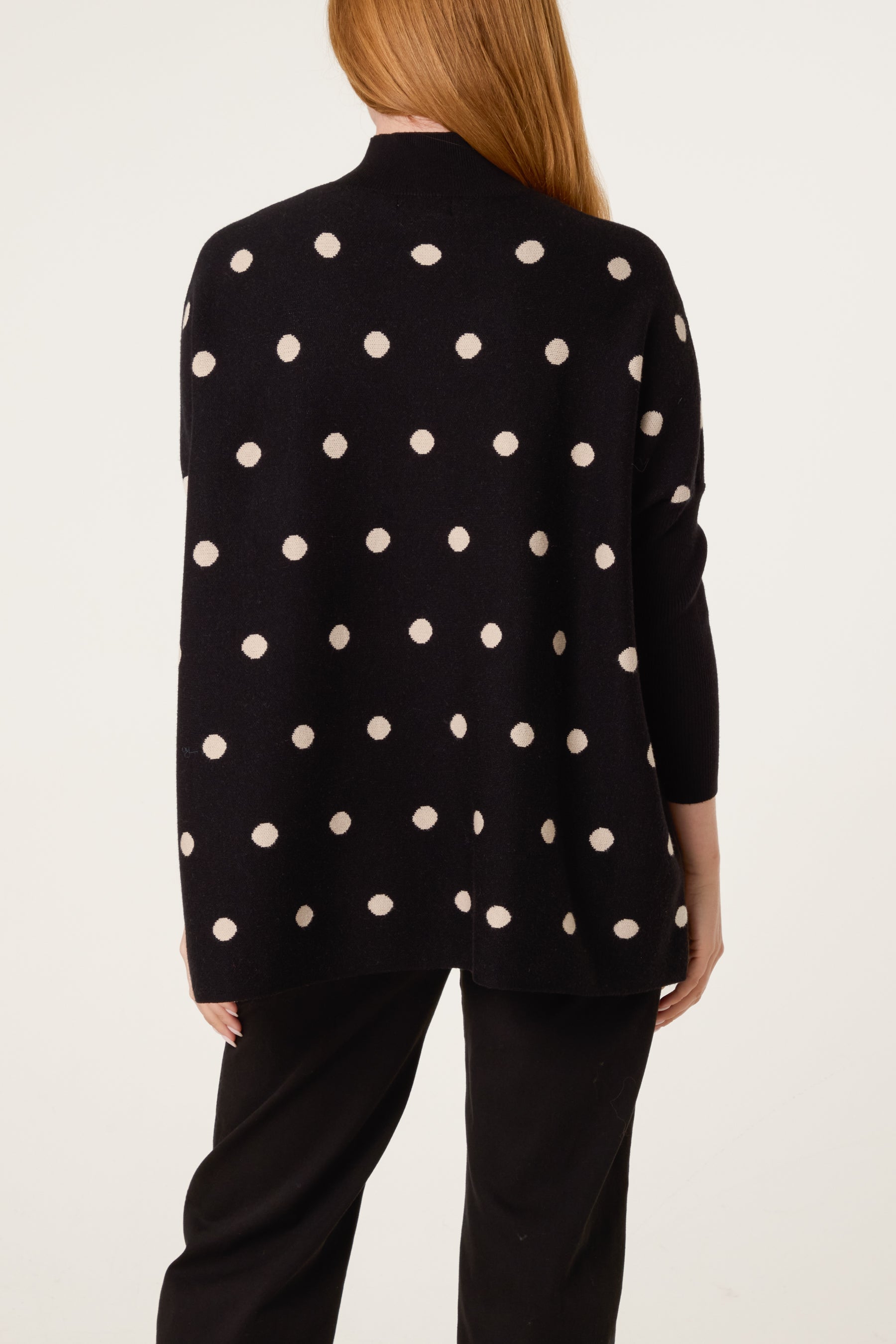 Women's Polka Dot Batwing Knit Jumper – Relaxed Fit Sweater