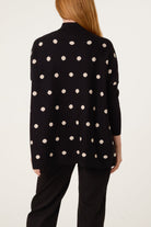 Women's Polka Dot Batwing Knit Jumper – Relaxed Fit Sweater
