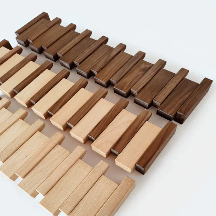 Wooden Coat Rack Piano Design – Walnut and Beech Wall Hooks