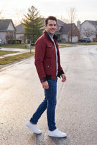 Men's Bomber Jacket Classic Fit in Red — ugc shot