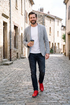 Men's Sneakers Quilted Low Top in Red — secondary lifestyle