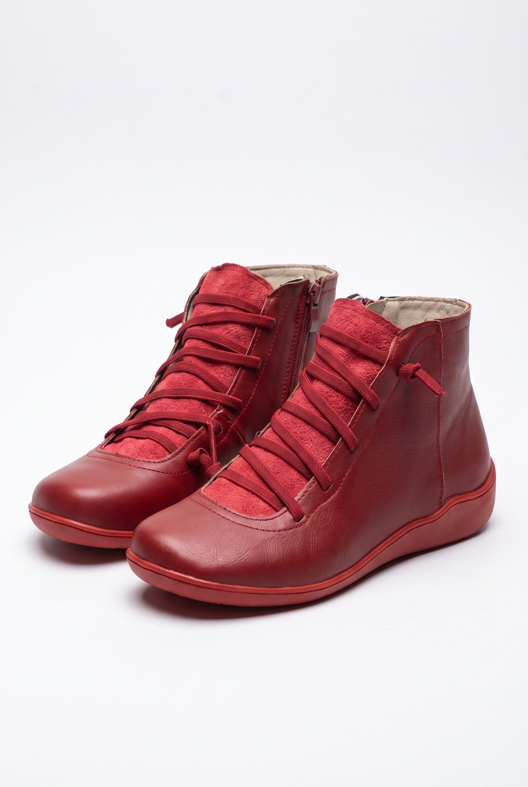 Women's Ankle Boots Lace-Up Waterproof in Red — primary product