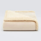 reversible sherpa fleece throw blanket in beige