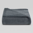 reversible sherpa fleece throw blanket in gray
