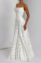 Women's Maxi Dress Floral Spaghetti Strap Fitted Bodice