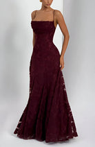 Women's Maxi Dress Floral Spaghetti Strap Fitted Bodice
