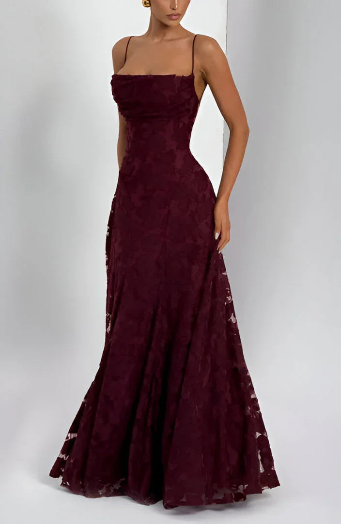 Women's Maxi Dress Floral Spaghetti Strap Fitted Bodice