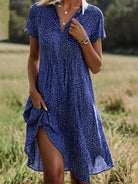 Women's Shirt Dress Short Sleeve Midi